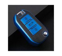 HPZPRPCEW Coque De Clé Voiture en Cuir TPU pour Peugeot 208 2008 308 3008 408 508 107 301(Bleu)