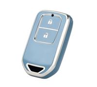 HPZPRPCEW pour Accord EX EXL pour Civic CRV Hrv pour Pilot pour Ridgeline pour Pocketor Coque De Clé Voiture 2 Boutons Souple TPU Porte-Clé(Blue Silver)