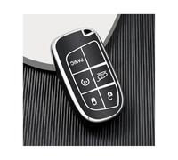 HPZPRPCEW pour Jeep pour Renegade pour Grand pour Cherokee pour Charger pour Challenger pour Chrysler Coque De Clé Voiture en TPU(Argent Noir)