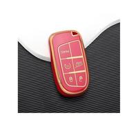 HPZPRPCEW pour Jeep pour Renegade pour Grand pour Cherokee pour Dodge pour Journey pour Charger pour Challenger Coque Étui Clé Voiture TPU(Rouge)