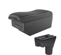 HPZPRPCEW Pour N&issan Pour March Pour Micra K13 MK4 IV Pour Sunny 2010-2023 Boîte D'accoudoir De Voiture Boîte De Rangement(A1 Noir rouge 7USB)