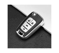 HPZPRPCEW pour Opel pour Astra pour Corsa 3 4 Boutons Coque De Clé Voiture en Cuir TPU Housse Accessoires(Argent,4button)