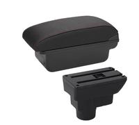 HPZPRPCEW Pour Opel Pour Corsa D Boîte D'accoudoir Central Pour Opel Pour Corsa Boîte De Rangement Intérieur Accoudoir Dossier Pièces Intérieures(C1 Noir rouge PAS d'USB)