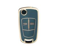 HPZPRPCEW pour Opel pour Vauxhall pour Astra pour Corsa pour Vectra pour Zafira pour Signum Coque De Clé Protection TPU avec Porte-clés(Blue Gold)