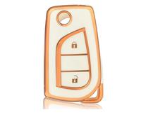 HPZPRPCEW pour Toyota pour Auris pour Corolla pour Avensis pour Verso pour Yaris pour Aygo pour Scion pour Camry Coque Clé avec Porte-clés(White Gold)