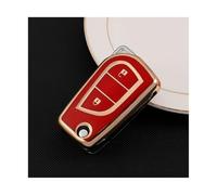 HPZPRPCEW pour Toyota pour Aygo pour Yaris pour Highlander pour Camry pour Keychain 2 3 Boutons Coque Clé Voiture TPU Housse Porte-clés(Rouge,2 Button)