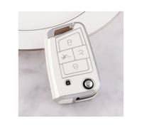 HPZPRPCEW pour VW pour Golf MK7 pour Tiguan MK2 pour Skoda pour Octavia 4 Boutons Coque De Clé Voiture TPU Porte-clés Accessoires(Blanc)