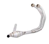 HPZPRPCEW Système D'échappement Complet Slip-On Pour Moto Pour Y&amaha YZF R3 R25 MT03 2015 2016-2022 2023 Avec Collecteur Central Avant(Argent)