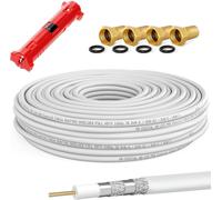 HQ-135 PRO 15 m 135dB SAT Coaxial Cable 4x Shielded with Stripping and 4 Gold F-Plugs Antenna Cable for DVB-S / S2 / S2X DVB-C and DVB-T / T2 BK UHD 4K Full HD 3D Systems