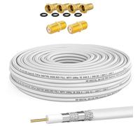 HQ-135 PRO Câble satellite coaxial 130 dB 15 m quadruple blindage pour installations DVB-S / S2 DVB-C et DVB-T BK + 4 fiches F plaquées or et 2 connecteurs F