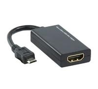 HQ - Adaptateur audio/vidéo - HDMI, Micro-USB de type B femelle pour Micro-USB de type B mâle - 15 cm - noir