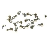 HQ-CLOUD 100 Embouts Fermoir Cache-Noeuds en Métal 6x3 mm pour Fil Cordon, Stop Fil Pince à écraser - Argenté