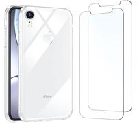 HQ-CLOUD® Coque pour Apple Iphone XR Transparente Silicone en Gel TPU Souple + 2 Verre trempé Film Protection écran - Anti Rayures - Ultra Résistant Dureté 9H