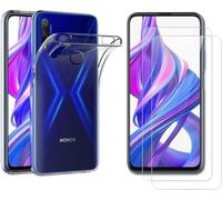 HQ-CLOUD® Coque pour Huawei Honor 9X Transparente Silicone en Gel TPU Souple + 2 Verre trempé Film Protection écran - Anti Rayures - Ultra Résistant Dureté 9H