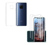 HQ-CLOUD® Coque pour Huawei Mate 20 Pro Transparente Silicone en Gel TPU Souple + 2 Verre trempé Film Protection écran incurvé couverture complète transparent- Anti Rayures - Ultra Résistant Dureté 9H
