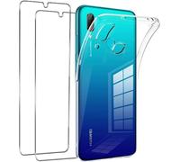 HQ-CLOUD® Coque pour Huawei P Smart 2019 Transparente Silicone en Gel TPU Souple + 2 Verre trempé Film Protection écran - Anti Rayures - Ultra Résistant Dureté 9H
