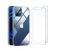 HQ-CLOUD® Coque pour Iphone 12/12 Pro Transparente Silicone en Gel TPU Souple + 2 Verre trempé Film Protection écran - Anti Rayures - Ultra Résistant Dureté 9H