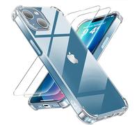 HQ-CLOUD Coque pour IPHONE 13 6,1" avec 2 Pièces Protection Écran en Verre Trempé,Ultra Transparent Étui de Protection en Silicone Antichoc avec Coins Renforcés, Clair Mince Souple TPU Bumper