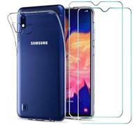 HQ-CLOUD® Coque pour Samsung Galaxy A10 Transparente Silicone en Gel TPU Souple + 2 Verre trempé Film Protection écran - Anti Rayures - Ultra Résistant Dureté 9H