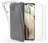 HQ-CLOUD® Coque pour Samsung Galaxy A12 Transparente Silicone en Gel TPU Souple + 2 Verre trempé Film Protection écran - Anti Rayures - Ultra Résistant Dureté 9H