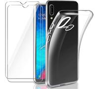 HQ-CLOUD® Coque pour Samsung Galaxy A20E Transparente Silicone en Gel TPU Souple + 2 Verre trempé Film Protection écran - Anti Rayures - Ultra Résistant Dureté 9H