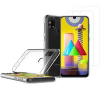 HQ-CLOUD® Coque pour Samsung Galaxy M31 Transparente Silicone en Gel TPU Souple + 2 Verre trempé Film Protection écran - Anti Rayures - Ultra Résistant Dureté 9H