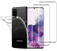 HQ-CLOUD® Coque pour Samsung Galaxy S20 plus S20+ Transparente Silicone en Gel TPU Souple + 2 Verre trempé Film Protection écran - Anti Rayures - Ultra Résistant Dureté 9H