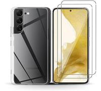 HQ-CLOUD® Coque pour Samsung Galaxy S22 Transparente Silicone en Gel TPU Souple + 2 Verre trempé Film Protection écran - Anti Rayures - Ultra Résistant Dureté 9H