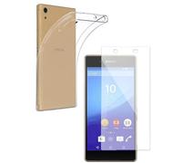 HQ-CLOUD® Coque pour Sony Xperia XA1 Plus Transparente Silicone en Gel TPU Souple + 2 Verre trempé Film Protection écran - Anti Rayures - Ultra Résistant Dureté 9H