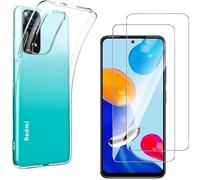 HQ-CLOUD® Coque pour Xiaomi Note 11 4G Transparente Silicone en Gel TPU Souple + 2 Verre trempé Film Protection écran - Anti Rayures - Ultra Résistant Dureté 9H