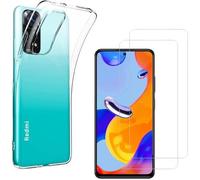 HQ-CLOUD® Coque pour Xiaomi Note 11 Pro 5G Transparente Silicone en Gel TPU Souple + 2 Verre trempé Film Protection écran - Anti Rayures - Ultra Résistant Dureté 9H