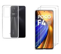 HQ-CLOUD® Coque pour Xiaomi Poco F4 5G (Pas pour F4 GT) Transparente Silicone en Gel TPU Souple + 2 Verre trempé Film Protection écran - Anti Rayures - Ultra Résistant Dureté 9H