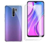 HQ-CLOUD® Coque pour XiaoMi Redmi 9 Transparente Silicone en Gel TPU Souple + 2 Verre trempé Film Protection écran - Anti Rayures - Ultra Résistant Dureté 9H