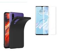 HQ-CLOUD® Coque Silicone NOIR Mat Compatible avec HUAWEI P30 PRO + 1 Film de Protection d'écran en Verre trempé Transparent - Anti Rayures - Ultra Résistant Dureté 9H