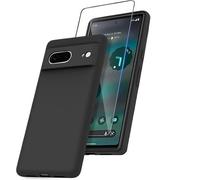 HQ-CLOUD® Coque Silicone NOIR Mat Pour GOOGLE PIXEL 7 + 2 Verre trempé Film Protection écran - Anti Rayures - Ultra Résistant Dureté 9H