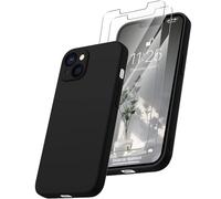 HQ-CLOUD® Coque Silicone Noir Mat pour iPhone 13 (6.1") + 2 Verre trempé Film Protection écran - Anti Rayures - Ultra Résistant Dureté 9H