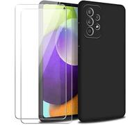 HQ-CLOUD® Coque Silicone NOIR Mat Pour SAMSUNG GALAXY A53 5G + 2 Verre trempé Film Protection écran - Anti Rayures - Ultra Résistant Dureté 9H