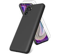HQ-CLOUD® Coque Silicone NOIR Mat Pour Xiaomi Redmi Note 10 4G + 2 Verre trempé Film Protection écran - Anti Rayures - Ultra Résistant Dureté 9H