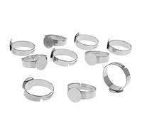 HQ-CLOUD Lot de 10 Support Bague Réglable,Anneau Plateau Bague, Cabochon Plateaux de Bague Rond pour Création de Bijoux