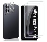 HQ-CLOUD Lot de 2 Verre Trempé pour SAMSUNG GALAXY S25 EDGE avec 2 Protection Objectif Caméra Arrière en Verre Trempé Ultra HD Anti-Rayures 9H