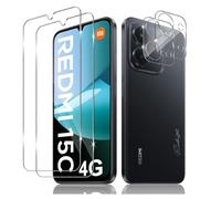HQ-CLOUD Lot de 2 Verre Trempé pour Xiaomi Redmi 15C 4G/5G + 2 Protection Objectif Caméra Arrière en Verre Trempé Anti-Rayures 9H