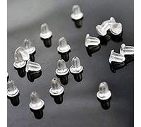 HQ-CLOUD Lot de 200 Poussoir Poussette Embout Clous d'Oreilles apprêt 4mm,Fermoirs attache de Boucles d'Oreilles Silicone,Bouchon pour Boucle d'oreille Clous Transparent