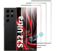 HQ-CLOUD LOT DE 3 Verre Trempé Pour Samsung Galaxy S22 Ultra 5G .Film de Protection d'écran incurvé Couverture Complète Noir- Anti Rayures - Ultra Résistant Dureté 9H