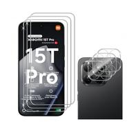 HQ-CLOUD Lot De 3 Verres Trempés pour Xiaomi 15T Pro + 3 Protection Objectif Caméra Arrière en Verre Trempé Ultra HD Anti-Rayures 9H