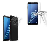 HQ-CLOUD Samsung Galaxy A8 2018, Coque arrière Gel TPU Souple Transparent + 1 Film de Protection d'écran en Verre trempé pour Samsung Galaxy A8 2018
