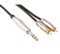 HQ-Power Câble RCA-jack, 2 x RCA mâle, 1 x jack 6.35 mm, stéréo, 6 m, parfait pour la transmission sonore