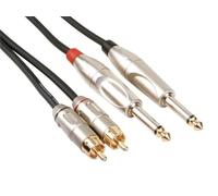 HQ-Power Câble RCA-jack, 2 x RCA mâle, 2 x jack 6.35 mm mâle, mono, 5 m, parfait pour la transmission du son