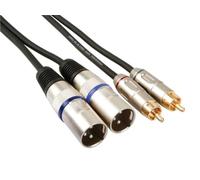 HQ-Power Câble XLR-RCA, 2 x XLR 3 broches, 2 x RCA mâle, 1 m, idéal pour la transmission sonore