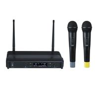 HQ-Power Microphone UHF, sans fil, écran LCD, 2 canaux, 2 microphones, 863.50 MHz + 865.00 MHz