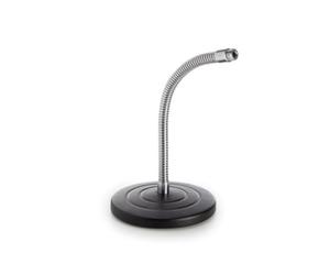 HQ-Power Pied de table pour microphone avec col de cygne et finition chromée